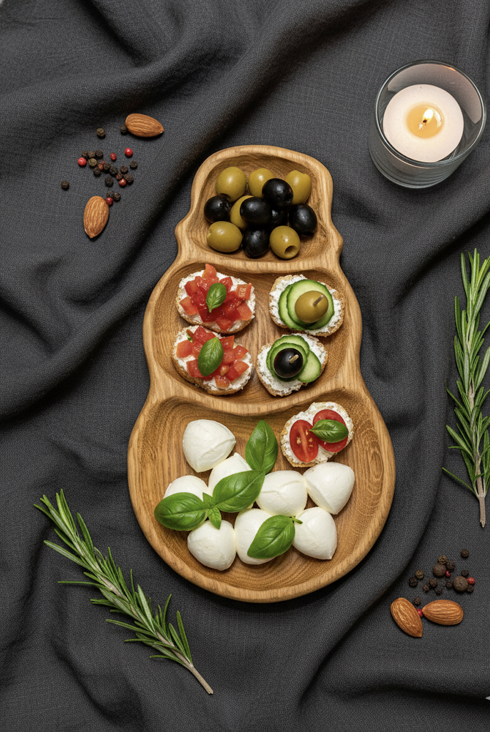 Менажница снеговик из дуба