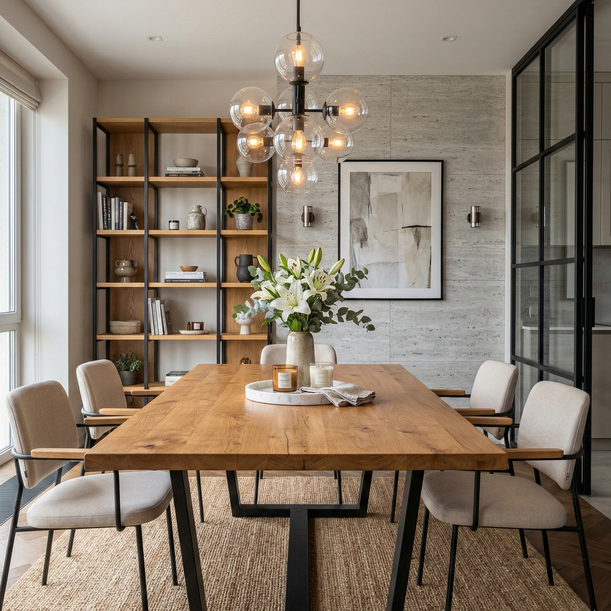 Сочетание дубовой мебели в интерьере