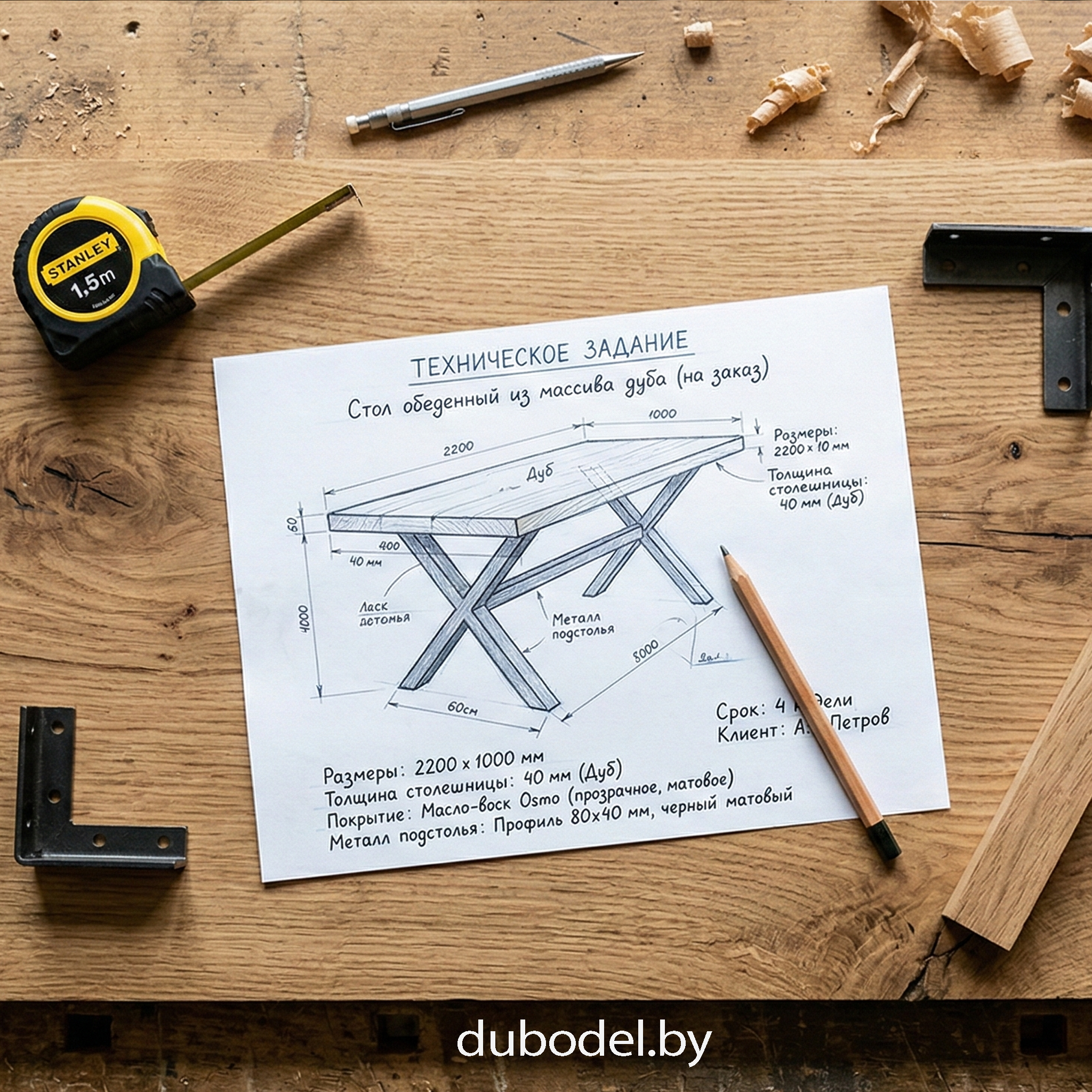 Заказ мебели из дуба по техническому заданию